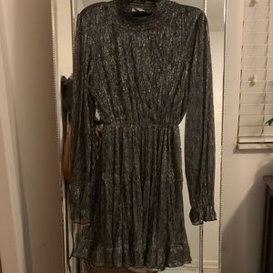 Shimmering Long Sleeve Dress in Silver